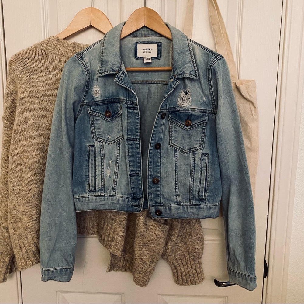 Cropped Blue Denim Jacket